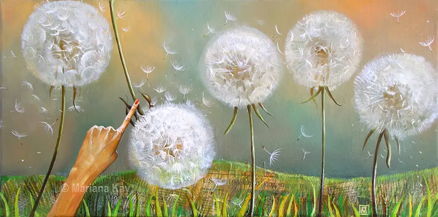 Dadelions's song DANDELION_S SONG_61x31 cm_Mixed media